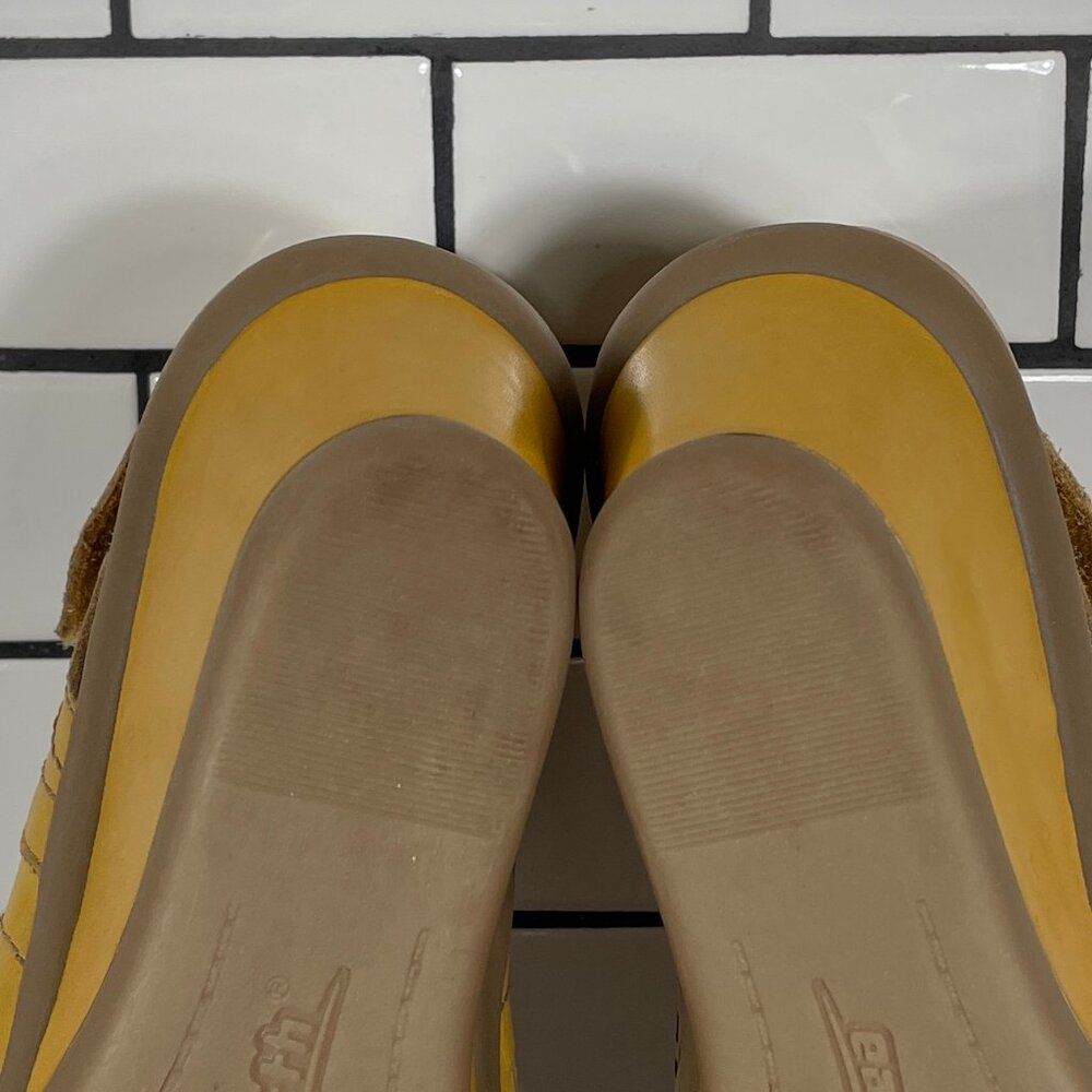 Earth Cascade Womens Size 7.5 Shoes Yellow Leather Peep Toe Slingback Sandal - Picture 10 of 15
